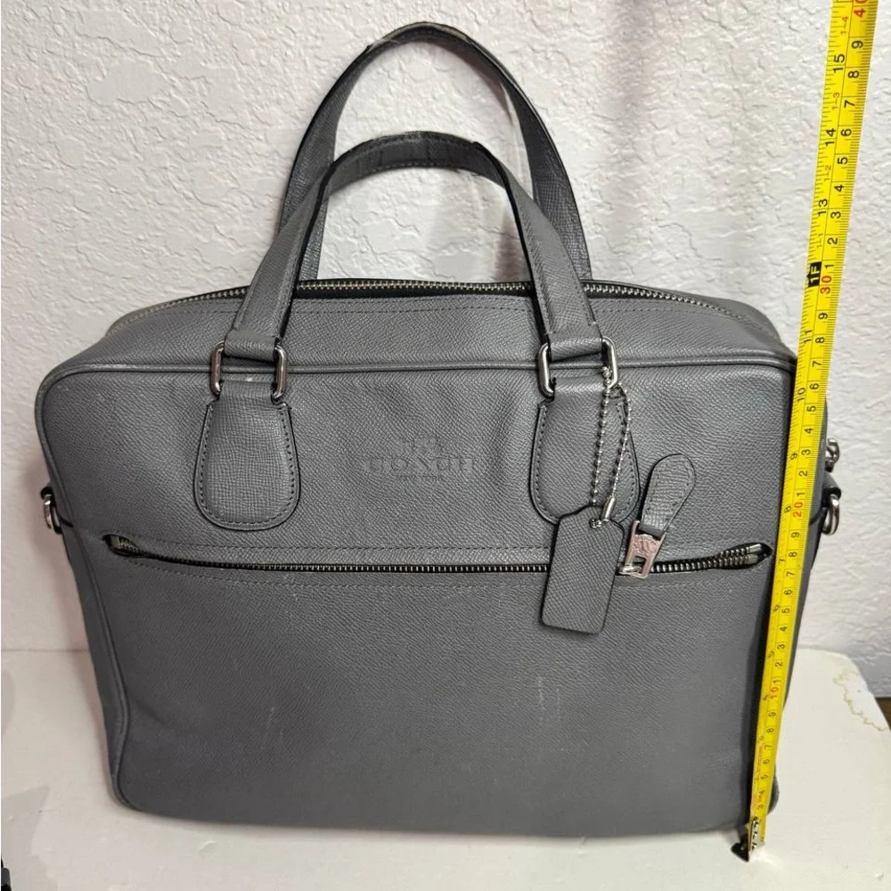 Coach Kennedy Briefcase Grey Saffiano Leather